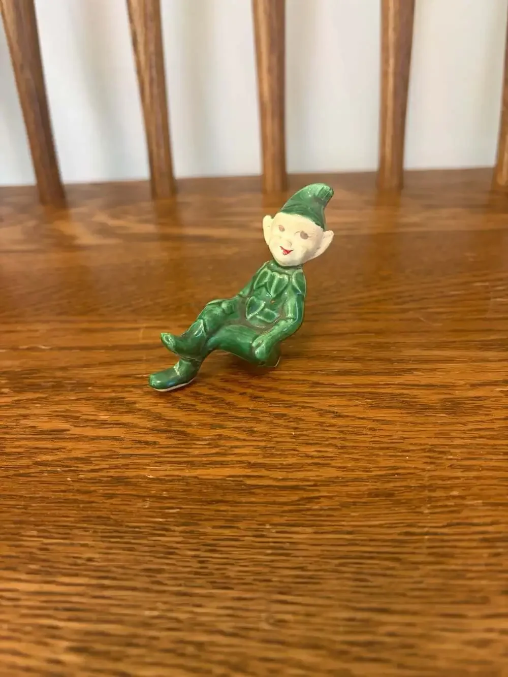Vintage Ceramic Green Elf Pixie Figurine